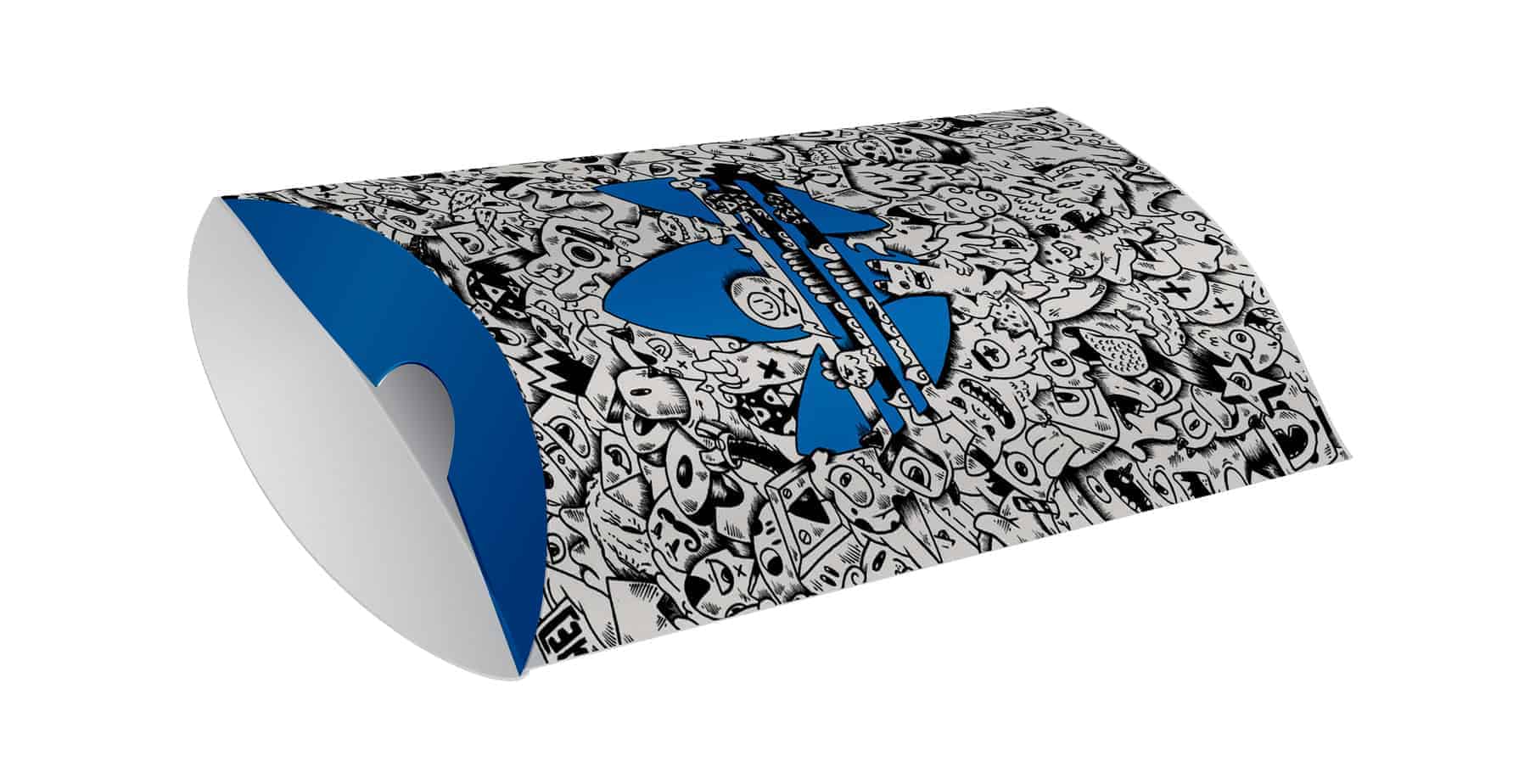 Blue Black White Printed Pillow Boxes / Custom Pillow Boxes